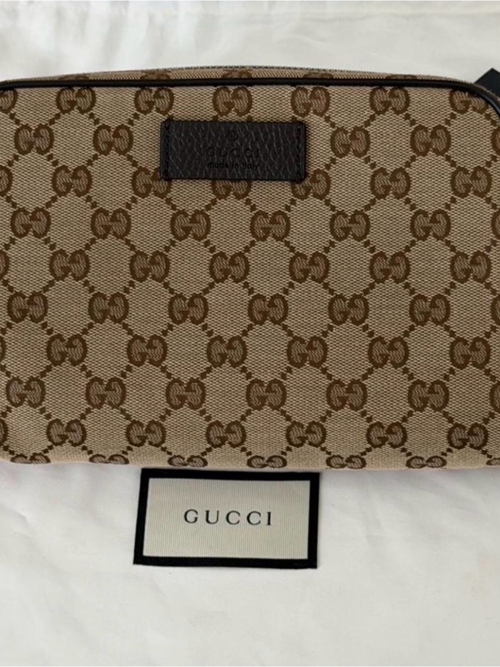 Gucci Beige/Brown GG Supreme Canvas Toiletry Pouch